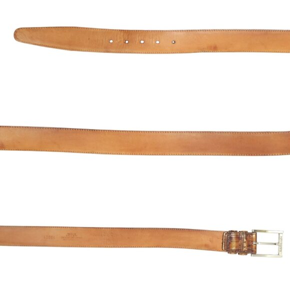 Martin Dingman Belt Men Sz 38/95 Brown Alligator Grain Calf Leather Handmade USA - Picture 10 of 13